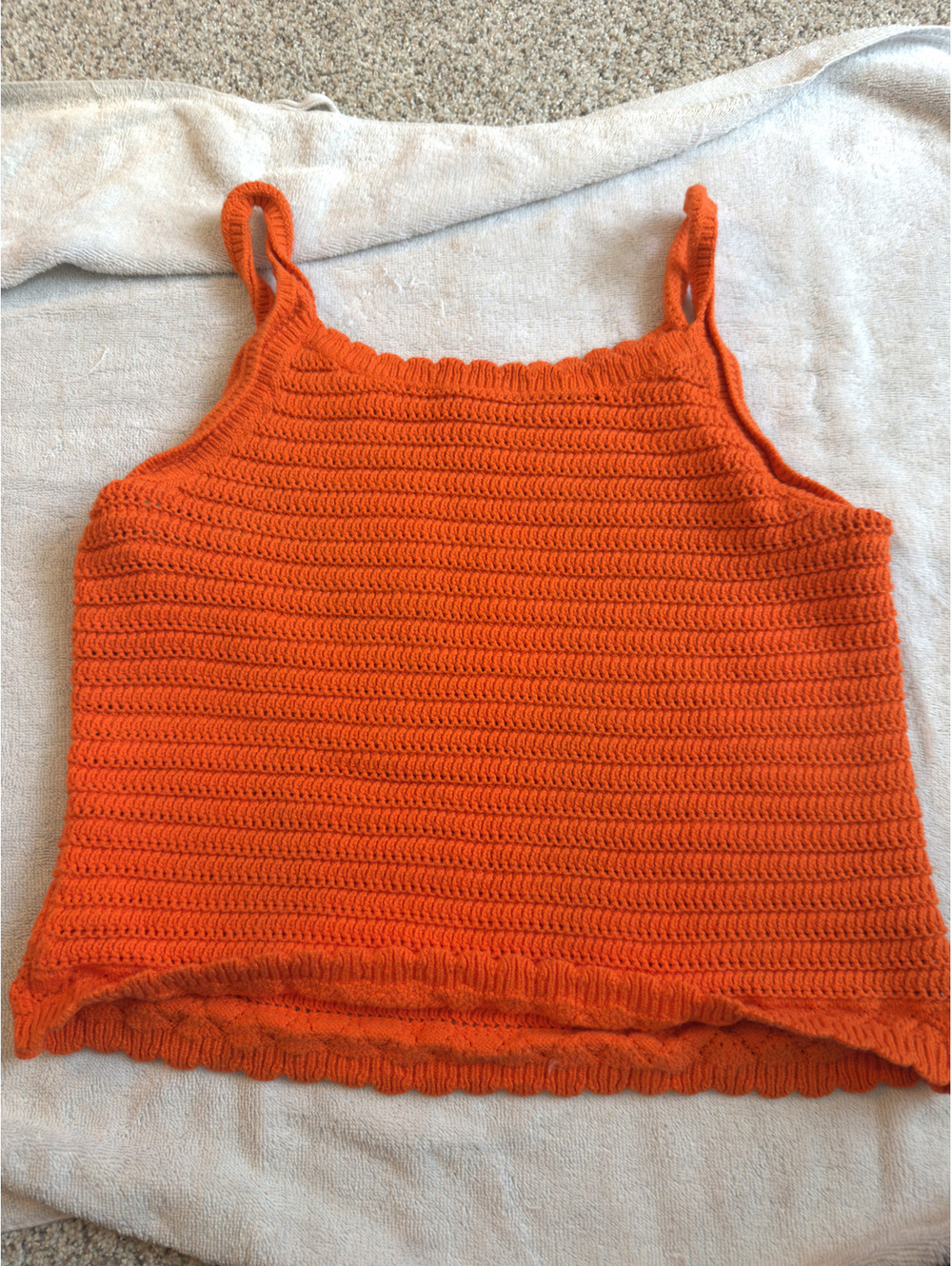 J.Crew Orange Crochet Knit Tank Top Cotton Medium